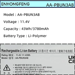 Batería de Repuesto AA-PBUN3AB para Samsung Notebook 5 NP300E5K NP530E5M NP550XTA NP730QAA NP740U3L NP740U5L NP740U3M - ENHONGFENG