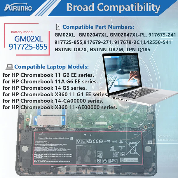 Batería de Repuesto para HP Chromebook 14 G5 G6 Chromebook X360 11 G1 G6 - AURUNHO 4