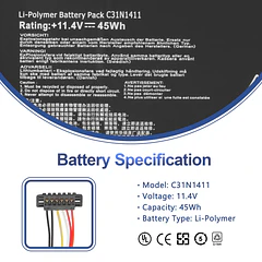 Batería de Repuesto C31N1411 para ASUS ZenBook UX305/UX305F/FA Series - ANTIEE