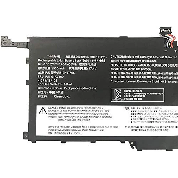 Batería de Repuesto 01AV409 para Lenovo ThinkPad X1 Yoga Gen 1 Carbon Gen 6 Series - Batterymarket 3