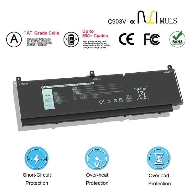 Batería de Repuesto DXGH8 para Dell Precision 7550 7560 7750 7760 P44E - MULS 4