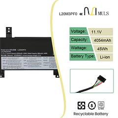 Batería de Repuesto L20M3PF0 para Lenovo IdeaPad 3-14ITL6 3-14ALC6 - MULS
