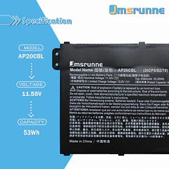 Batería de Repuesto AP20CBL para Acer Aspire 5 A515-45 A515-46 Swift 3 SF314-43 SF314-511 Aspire - Jmsrunne