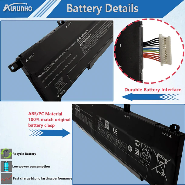 Batería de Repuesto WK04XL para HP OMEN 16-B 16-C Victus 16-D 16-E 15-FA 15-FB 16-D0023DX - AURUNHO 3