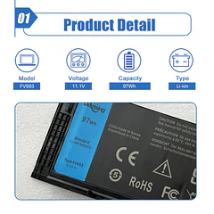 Batería de Repuesto FV993 para Dell Precision M4600 M4700 M4800 M6600 M6700 M6800 Laptop Battery - Dentsing