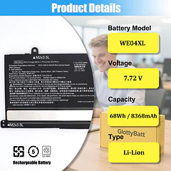 Batería de Repuesto WE04XL para HP Envy X360 16-AC 16-AD 2-in-1 Spectre X360 14-EU 2-in-1 - GlottyBatt