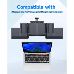 Batería de Repuesto A1494/A1618 para MacBook Pro A1398, 15-Inch, 2013-2015 - GingePro