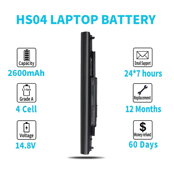Batería de Repuesto HS04 para HP 240 245 246 250 255 256 G4, Notebook 14 4