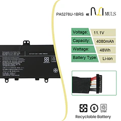 Batería de Repuesto PA5278U-1BRS para Toshiba Portege X30-D X30-E X30-F - MULS