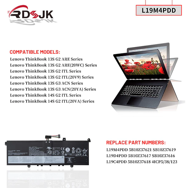 Batería de Repuesto L13M4P71 para Lenovo ThinkBook 13S G2 ARE G3 ACN ThinkBook 13S G2 3
