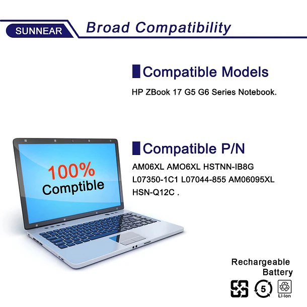 Batería de Repuesto AM06XL para HP Z Book 17 G5 G6 Series Laptop AMO6XL HSTNN-IB8G 5