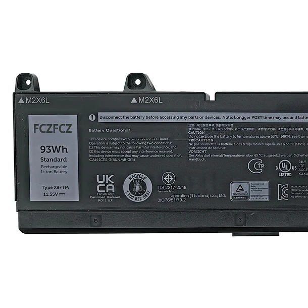 Batería de Repuesto X9FTM para Dell Precision 7680 7770 7780 Series 5JMD8 05JMD8 965V4 0965V4 - FCZFCZ 2