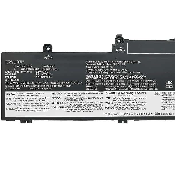 Batería de Repuesto L20M3PD4 para diversos equipos compatibles según modelo L20M3PD4 - EPYOBW 2