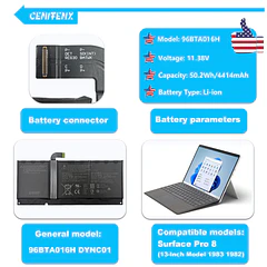 Batería de Repuesto 96BTA016H para Microsoft Surface Pro 8 Battery Model 1983 1982 13-Inch (11.38V,50.2Wh,4414mAh) - CENIFENX