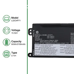 Batería de Repuesto L22C4P71 para Lenovo ThinkPad P16v Gen 1 2023 Gen 2 2024 Series - JIAZIJIA