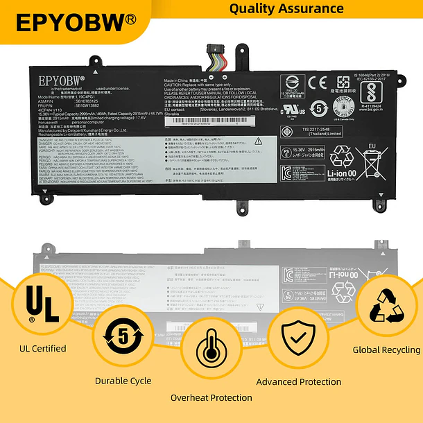 Batería de Repuesto L19C4PG1 para Lenovo ThinkPad 11E Yoga Gen 6th 20SE 20SF Series SB10T83125 - EPYOBW 5