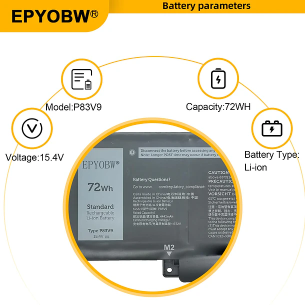 Batería de Repuesto P83V9 para diversos equipos compatibles según modelo P83V9 - EPYOBW 3