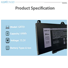 Batería de Repuesto JPFMR para Dell Latitude 14 5421 5431 15 5521 5531 Precision 14 - GBNENGTD