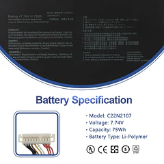 Batería de Repuesto C22N2107 para Asus ZenBook 14 OLED UX3402 - ANTIEE