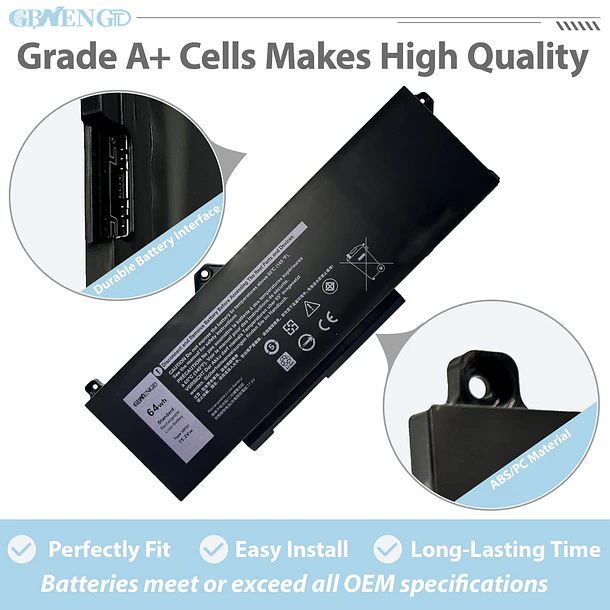 Batería de Repuesto JPFMR para Dell Latitude 14 5421 5431 15 5521 5531 Precision 14 - GBNENGTD 3