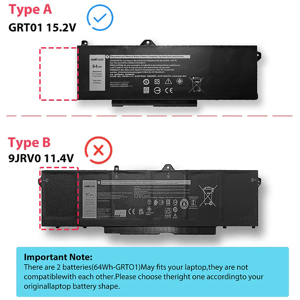 Batería de Repuesto JPFMR para Dell Latitude 14 5421 5431 15 5521 5531 Precision 14 - GBNENGTD 5