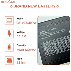 Batería de Repuesto CF-VZSU0PW para Panasonic Toughbook CF54 CF-54 54 Lite/54 Performance/54 Prime Series CF-VZSU0LW - HPXXDJA