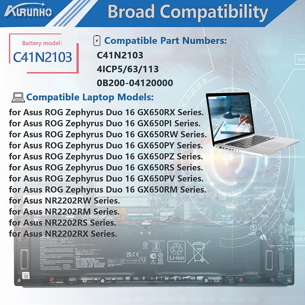 Batería de Repuesto JPFMR para Asus ROG Zephyrus Duo 16 GX650RX GX650PI GX650RW GX650RS GX650RM - AURUNHO 5