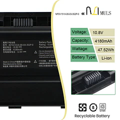 Batería de Repuesto NFSV151X-00-03-3S2P-0 para 7 Pin GE5SN-00-01-3S2P-1 - MULS