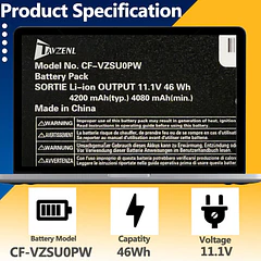 Batería de Repuesto JPFMR para PANASONIC TOUGHBOOK CF54 CF-54 MK1 54 Gloved Multi Touch 54 - TAVZENL