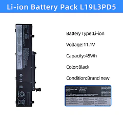 Batería de Repuesto L19L3PD5 para Lenovo ThinkPad E14 Gen 2 / E14 Gen 3 / - NBULBL