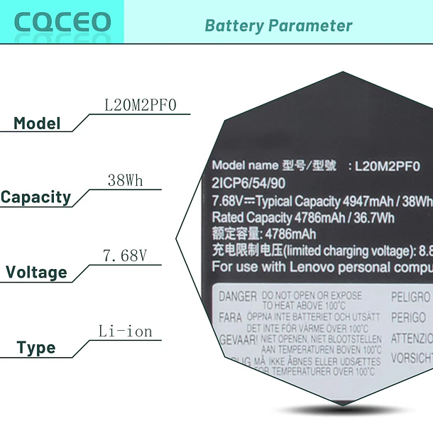 Batería de Repuesto 8FCTC para Lenovo IdeaPad 3-14ITL6 3-15ITL6 3-17ITL6 V14 G2-ALC G2-ITL V15 G2-ALC - CQCEO 4