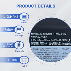 Batería de Repuesto L19M4PH2 para Lenovo Ideapad Yoga 9-14ITL5 82BG Yoga 9i (14inch) 2-in-1 Series - JOTACT
