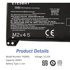 Batería de Repuesto PG06XL para HP OMEN 15T-DH000 15T-DH100 15-DH1025TX 15-DH1019NR HSTNN-DB9F L48497-005 L48431-2C1 11.55V - ETESBAY 5