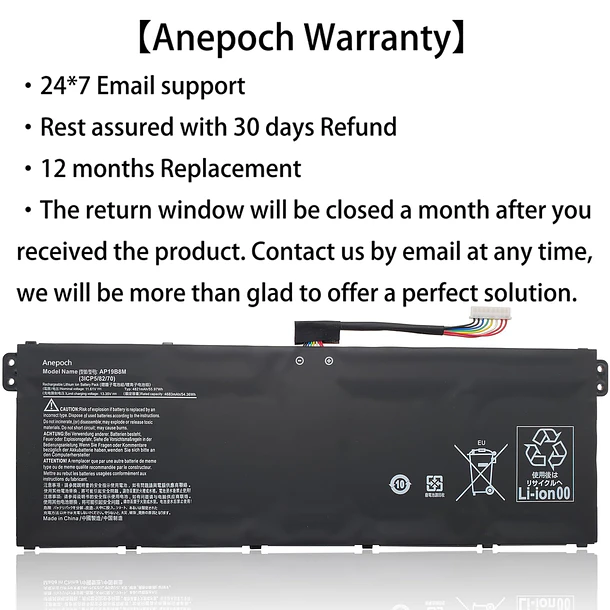 Batería de Repuesto AP19B8M para Acer Swift 3 SF314-59SF314-59-56F2 SF314-59-78Z8 TravelMate P4 TMP414-51 TMP414-51-54HA Porsche - Anepoch 2