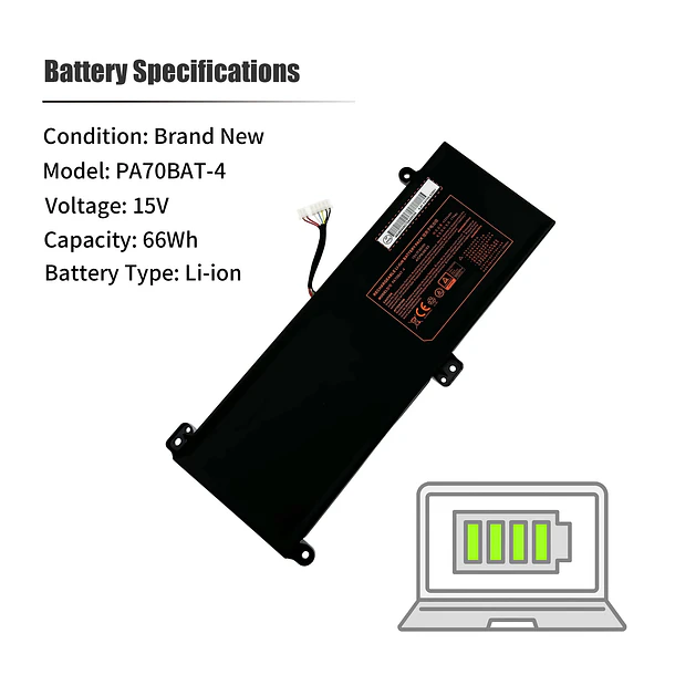 Batería de Repuesto PA70BAT-4 para CLEVO PA70HP6-G PA70HS-G PA71HP6-G PA71HS-G Schenker Technologies XMG Pro 17 - INTIFO 3