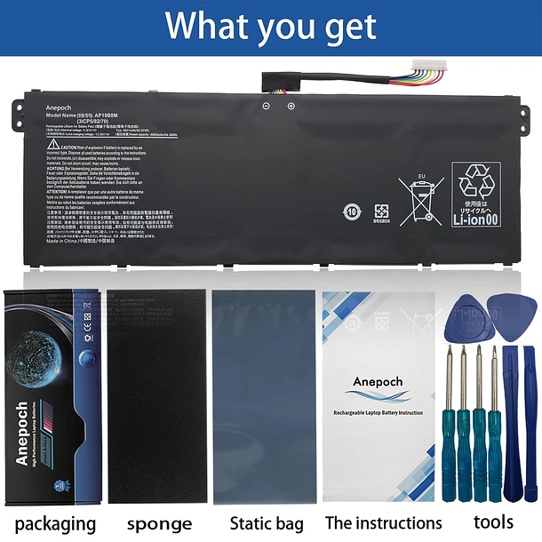 Batería de Repuesto AP19B8M para Acer Swift 3 SF314-59SF314-59-56F2 SF314-59-78Z8 TravelMate P4 TMP414-51 TMP414-51-54HA Porsche - Anepoch 3