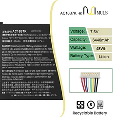 Batería de Repuesto AC16B7K para ACER Aspire V5-572 V5-573 - MULS