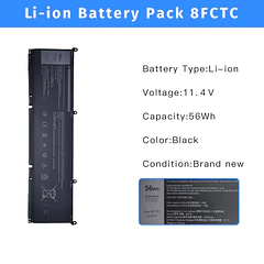 Batería de Repuesto 8FCTC para Dell XPS 15 9500 Precision 5550 Alienware M15 R3 R4 - NBULBL