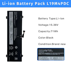 Batería de Repuesto L19M4PDC para Lenovo Ideapad Yoga 7i 2020 2021 2022 7-14ITL5 7-15ITL5 7-14ACN6