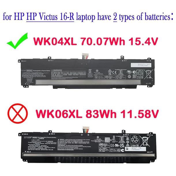 Batería de Repuesto WK04XL para diversos equipos compatibles según modelo WK04XL - EPYOBW 2
