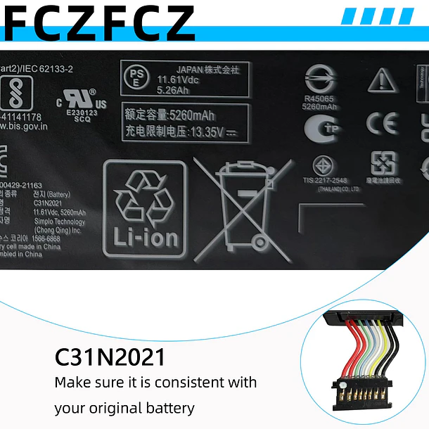 Batería de Repuesto C31N2021 para Asus Zenbook 14X UX5400E / Zenbook 14X OLED UX5401EA UX5401EA-KN141T - FCZFCZ 4