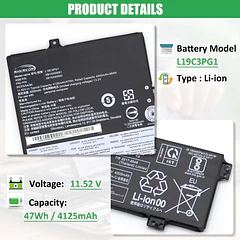 Batería de Repuesto L19M3PG1 para Lenovo 100e 300e Chromebook 2nd Gen AST 82CD 82CE ideapad - RHKRKQN
