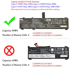 Batería de Repuesto L21M4PC2 para Lenovo Legion 5 15IAH7H 15IAH7 15ARH7H 15ARH7 / Legion 5 - EPYOBW