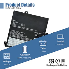 Batería de Repuesto L19M3PG1 para Lenovo 100e 300e Chromebook 2nd Gen AST 82CE Series 5B10X65684 - VANPIR