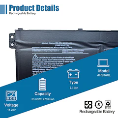 Batería de Repuesto AP23A8L para Acer Aspire Go 15 AG15-31P Aspire 3 A315-24P A317-55P Extensa - VANPIR