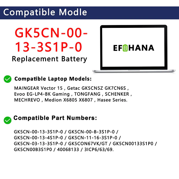 Batería de Repuesto para Getac Tongfang GK6Z5CN Schenker XMG Neo 15 XNE15M19 Maingear Vector - EFOHANA 3