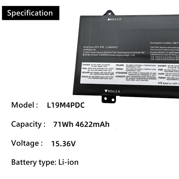 Batería de Repuesto L19L4PDC L19C4PDC L19M4PDC para Lenovo Ideapad Yoga 7i 2020 2021 2022 7-14ITL5 7-15ITL5 7-14ACN6 - Uniwings 4