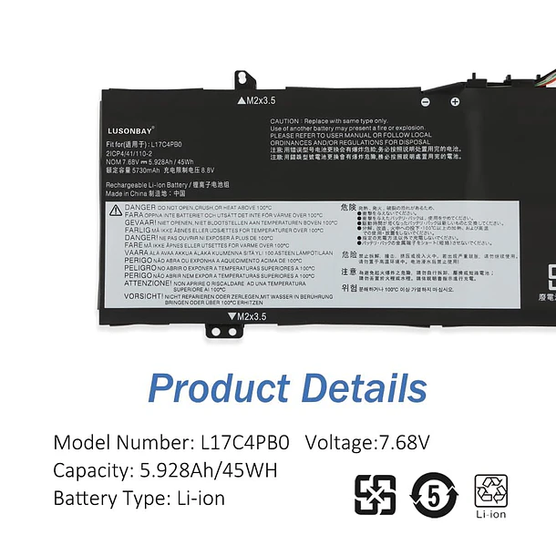 Batería de Repuesto L17C4PB0 para Lenovo Flex 6-14ARR 6-14IKB IdeaPad 530S-14IKB 530S-15IKB Yoga 530-14ARR 530-14IKB - LUSONBAY 4