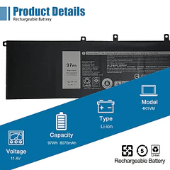 Batería de Repuesto 4K1VM para Dell Inspiron 15 7590 7591 7501 Series Precision 5530 5520 - VANPIR