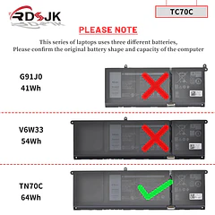 Batería de Repuesto PA5214U-1BRS para Dell Inspiron 3510 3511 3515 5310 5410 5415 5418 5510